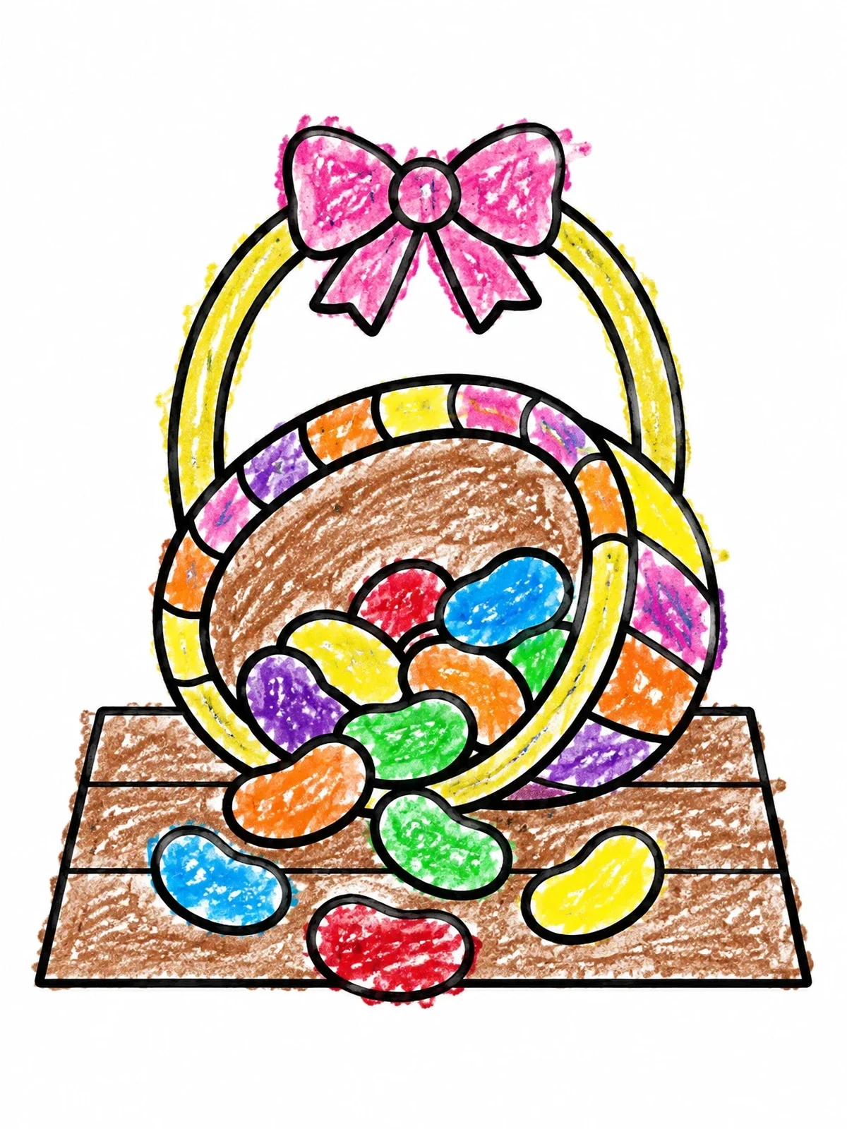 Colored example of the Basket Spilling Jelly Beans coloring page