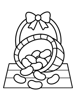 Free printable Basket Spilling Jelly Beans coloring page