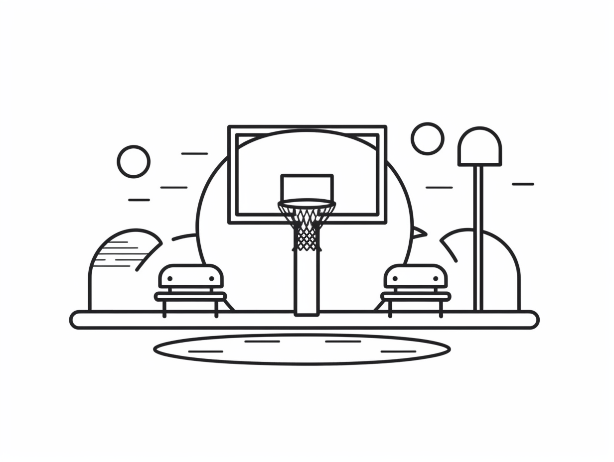 Basketball Court Coloring For Kids - Coloring Page