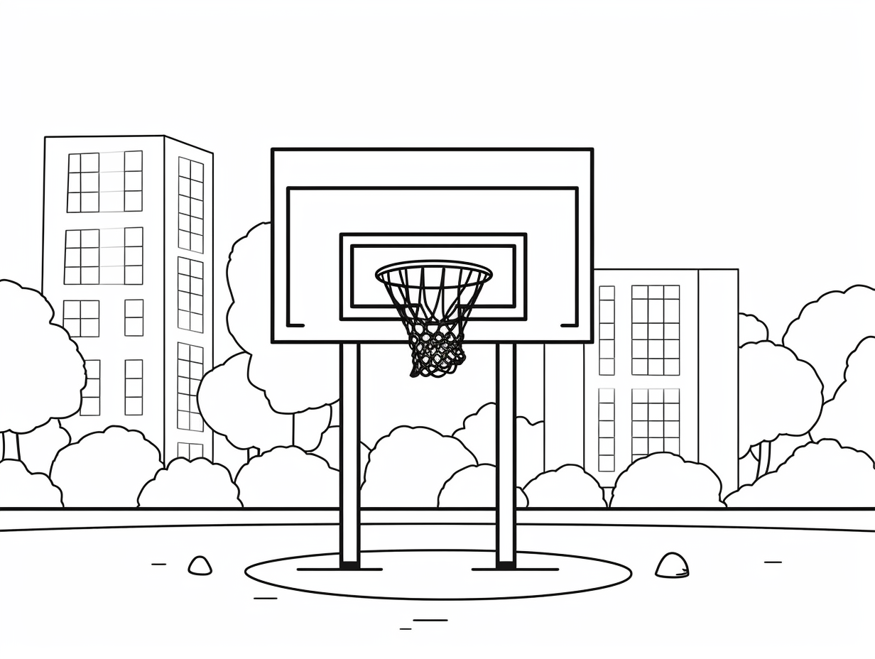 Basketball Hoop Coloring For Adults - Coloring Page