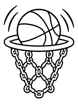 Free printable Basketball Dropping Through Chain Net coloring page