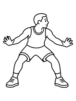 Free printable Basketball Player In Defensive Stance coloring page