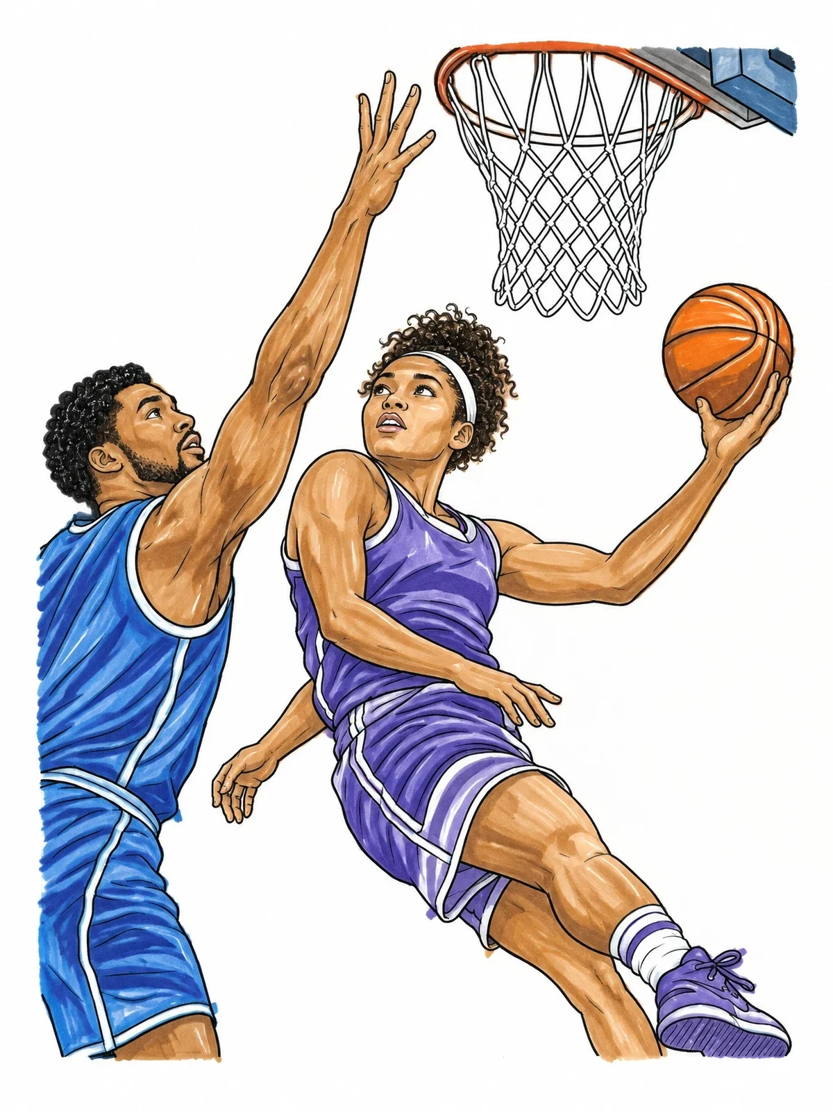 Colored example of the Reverse Layup At The Hoop coloring page