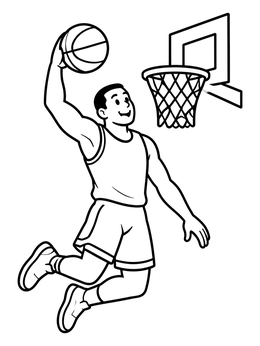 Free printable Basketball Player Slam Dunk coloring page