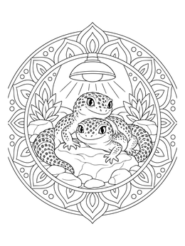 Free printable Basking Leopard Geckos Mandala coloring page