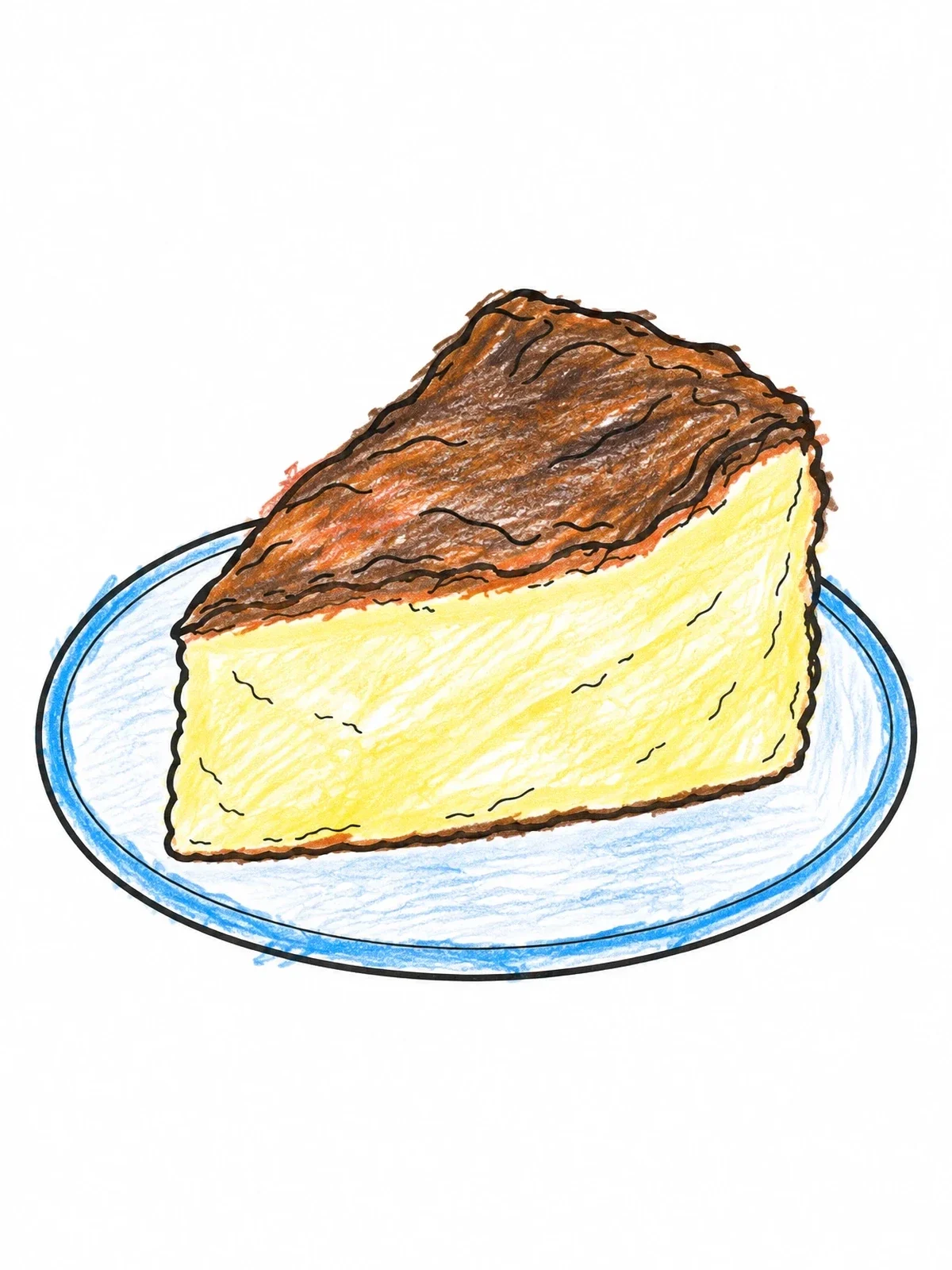 Colored example of the Basque Burnt Cheesecake Slice coloring page