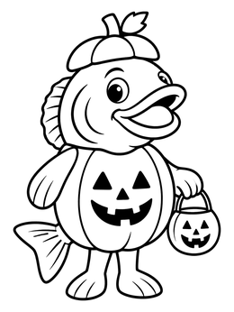 Free printable Bass In A Pumpkin Costume coloring page