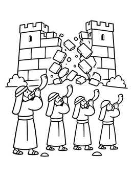 Free printable Walls Of Jericho Falling Down coloring page