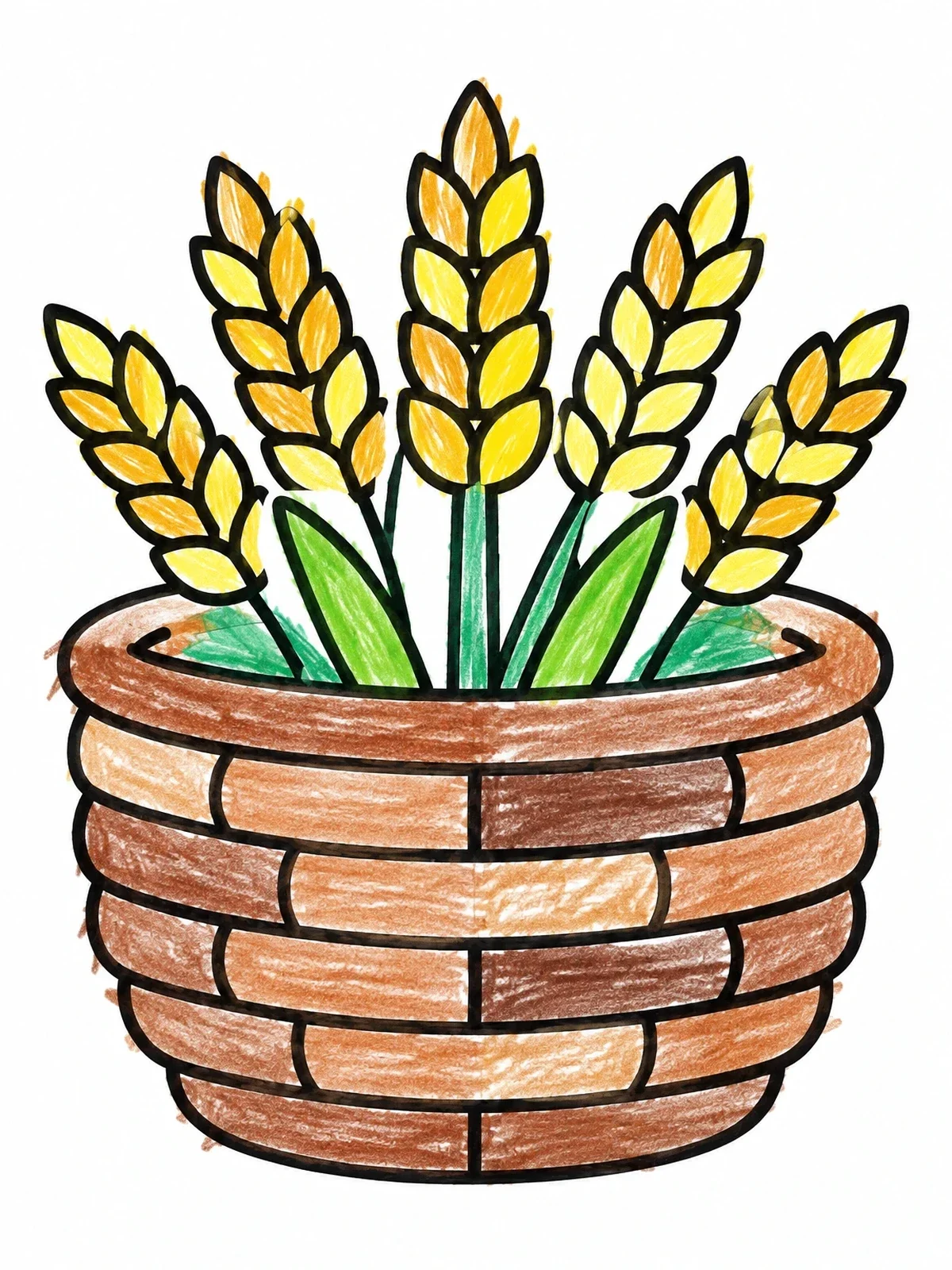 Colored example of the Harvest Grain Basket Of Jericho coloring page