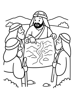 Free printable Joshua And Elders Examining Valley Map coloring page