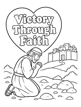 Free printable Joshua Kneeling In Prayer Before Jericho coloring page