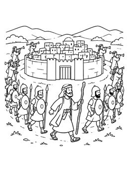 Free printable Joshua Marching Around Jericho coloring page