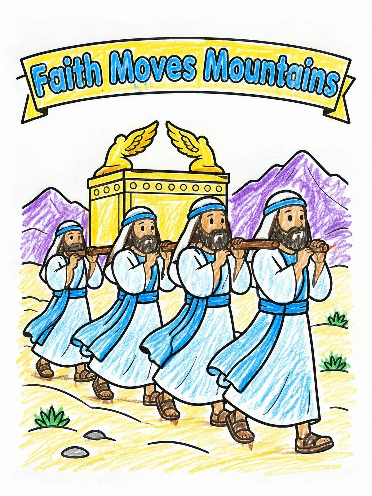 Colored example of the Priests Carrying The Ark Of The Covenant coloring page