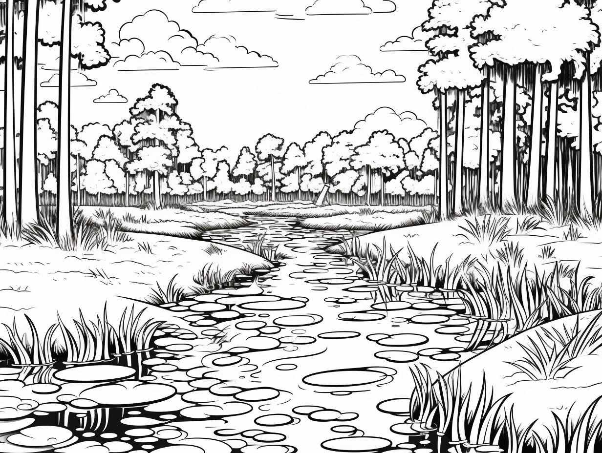 Bayou Beauty Adult Coloring - Coloring Page