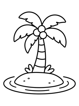 Free printable Palm Tree On Small Island coloring page