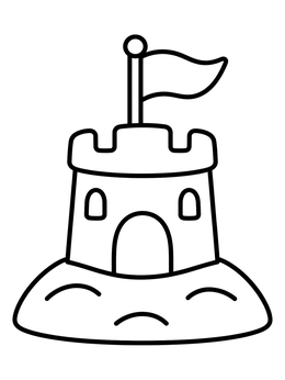 Free printable Simple Sandcastle With Flag coloring page