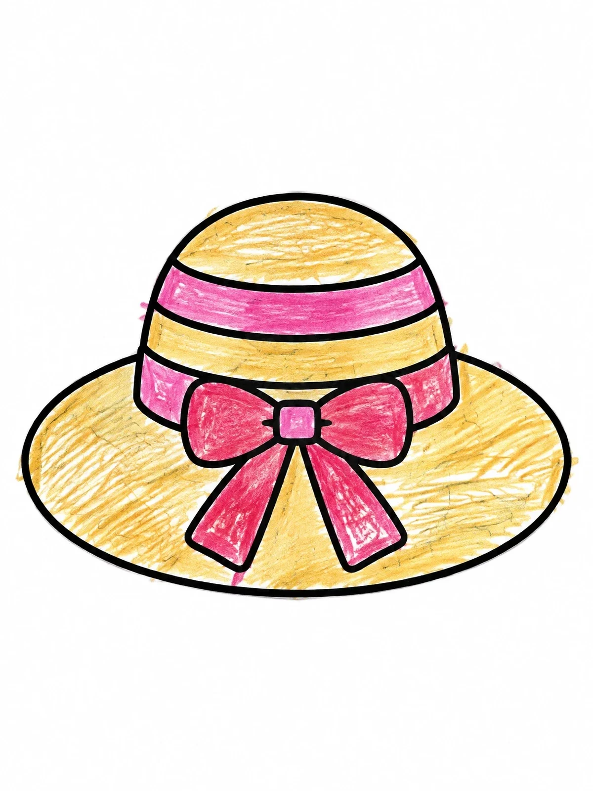 Colored example of the Sun Hat With Ribbon Bow coloring page