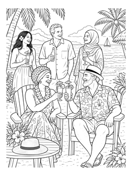 Free printable Beachside Retirement Celebration With Friends coloring page