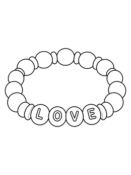 Free printable Beaded Love Bracelet coloring page