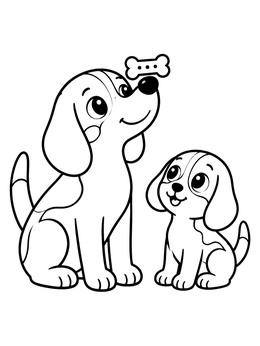 Free printable Beagle Balancing A Treat With Puppy coloring page