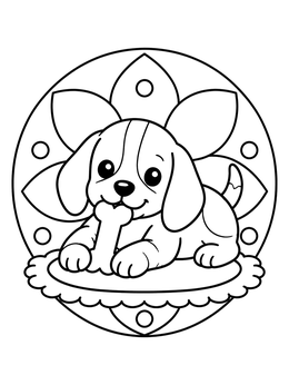 Free printable Beagle Puppy Chewing A Bone coloring page