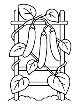 Free printable Bean Vine On A Garden Trellis coloring page