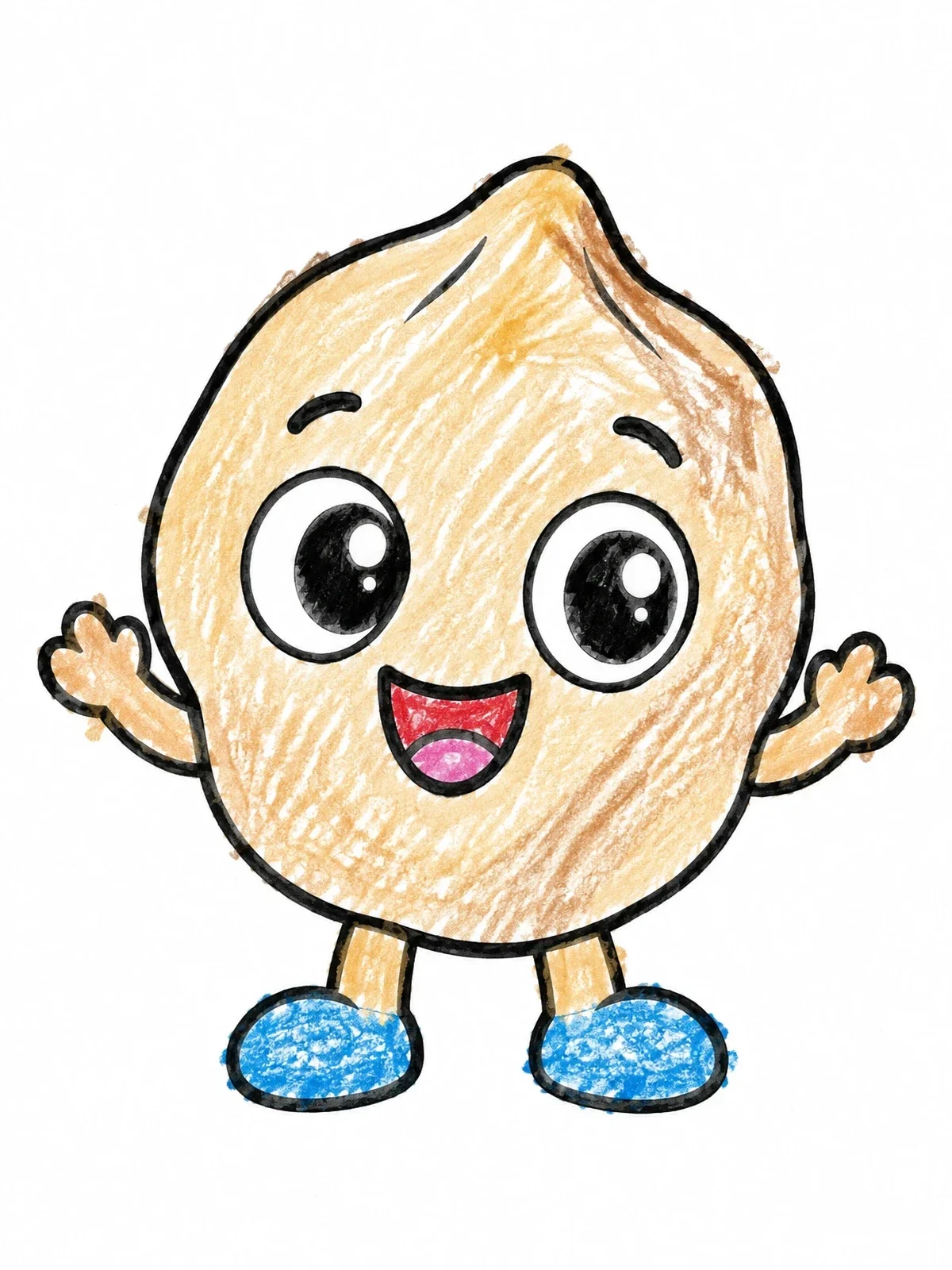 Colored example of the Cheerful Cartoon Chickpea Character coloring page