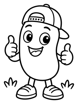 Free printable Cool Cartoon Bean With Cap coloring page