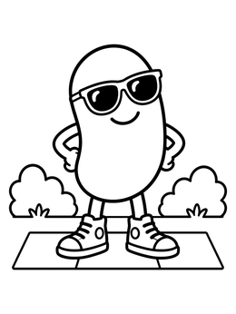 Free printable Cool Cartoon Bean With Sunglasses coloring page