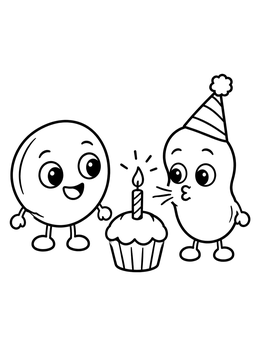 Free printable Cute Bean Birthday Party Celebration coloring page