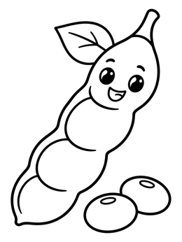 Free printable Cute Cartoon Soybean Pod coloring page