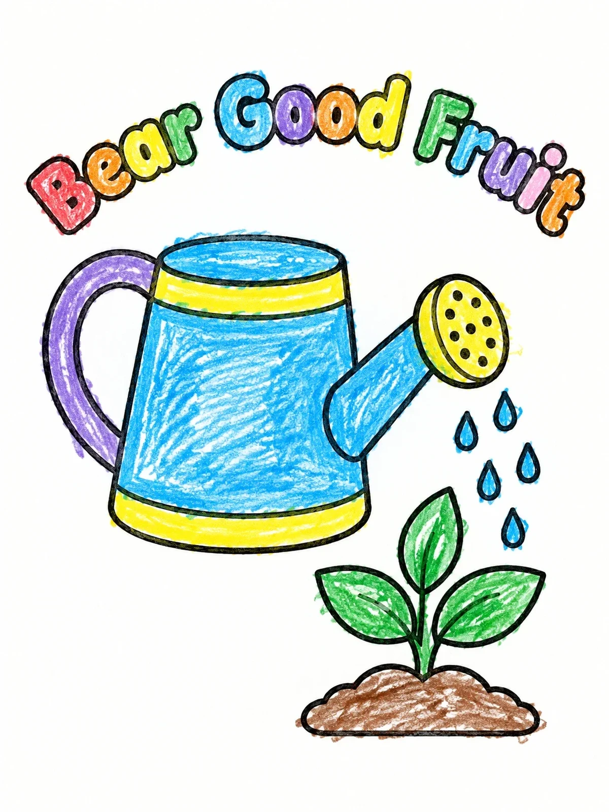 Colored example of the Bear Good Fruit Watering Can coloring page