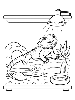Free printable Bearded Dragon Under Heat Lamp coloring page