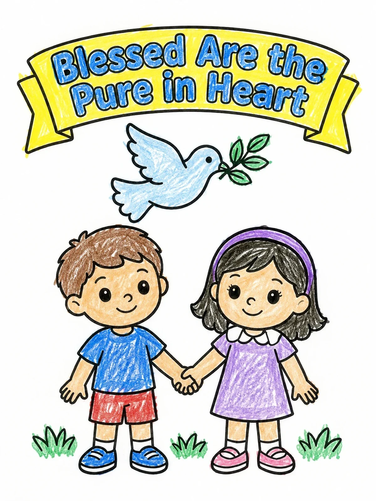 Colored example of the Blessed Are The Pure In Heart coloring page