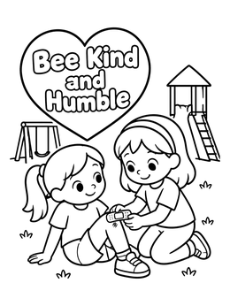 Free printable Kind Girl Helping A Friend coloring page