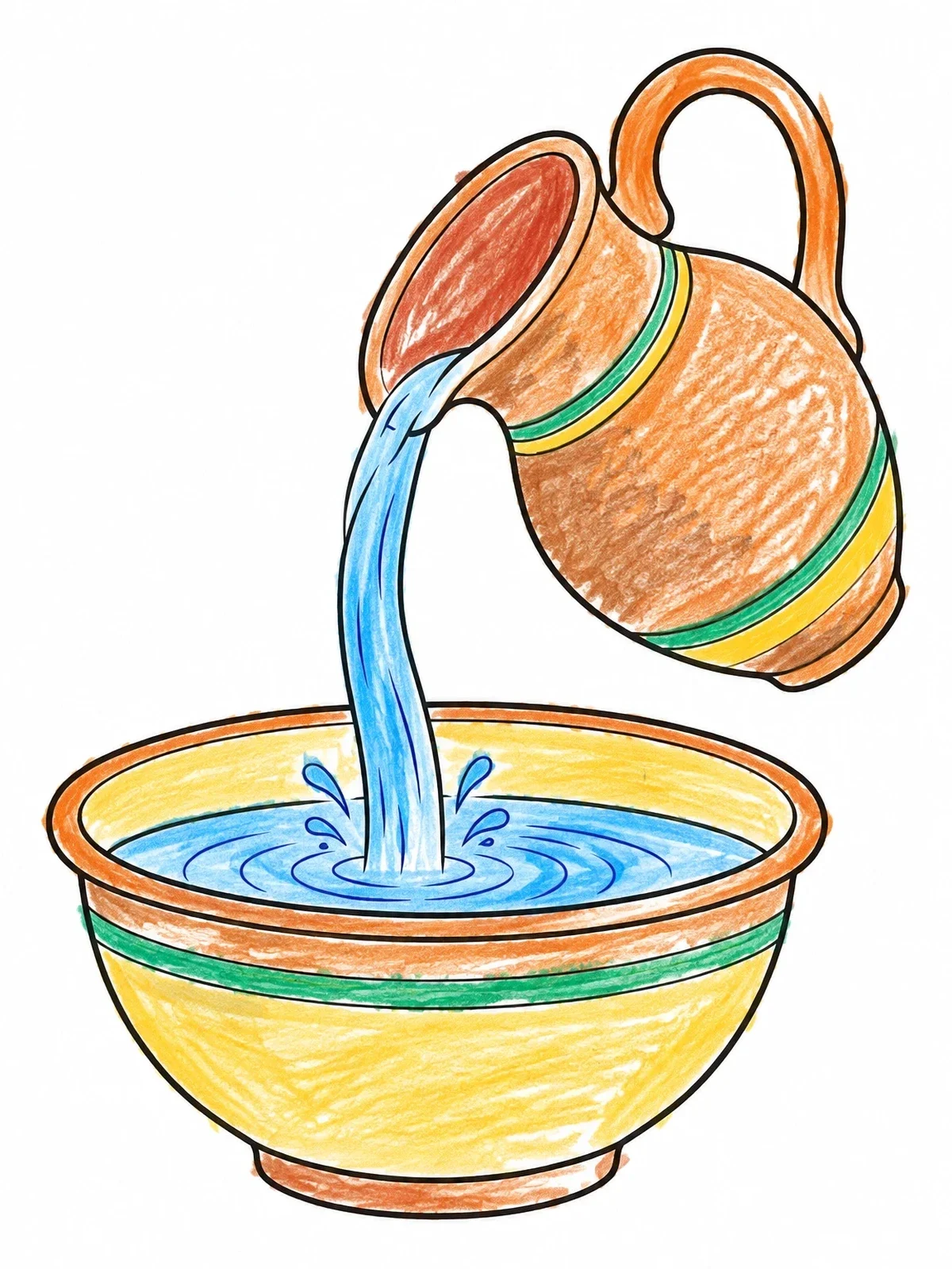Colored example of the Water Pitcher Pouring Into Basin coloring page