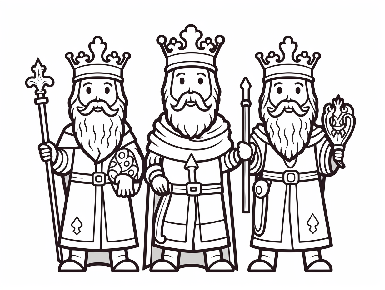 Beautiful Los Tres Reyes Magos Drawing Coloring Page 