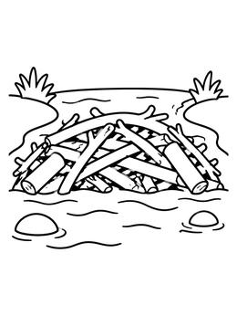 Free printable Beaver Dam In The River coloring page