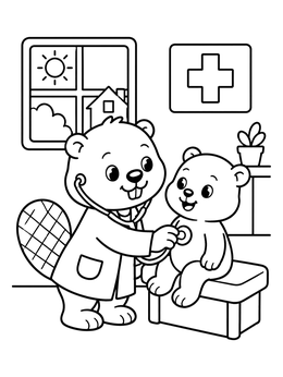 Free printable Beaver Doctor At The Clinic coloring page