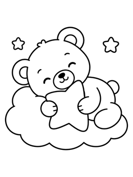 Free printable Teddy Bear Sleeping On Cloud coloring page