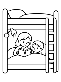 Free printable Bedtime Story In Bunk Bed coloring page