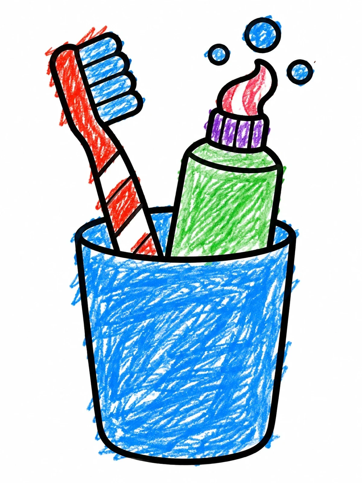 Colored example of the Toothbrush And Toothpaste In Cup coloring page