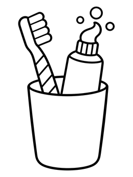 Free printable Toothbrush And Toothpaste In Cup coloring page
