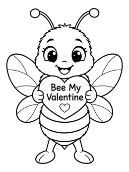 Free printable Bee My Valentine Love Bug coloring page