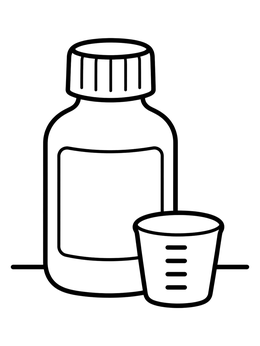 Free printable Cough Syrup Bottle And Measuring Cup coloring page
