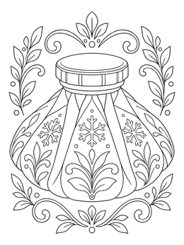 A decorative ice bag in this being sick coloring page surrounded by elegant floral motifs.