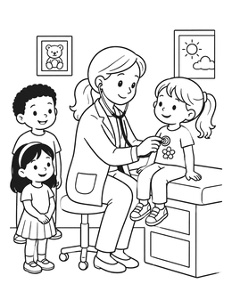 Free printable Doctor Examining A Little Girl coloring page