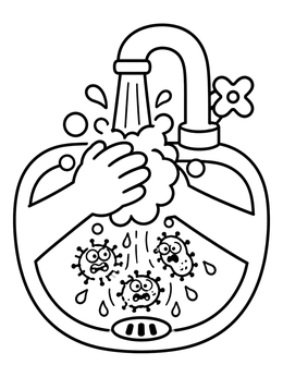 Free printable Washing Hands To Wash Away Germs coloring page