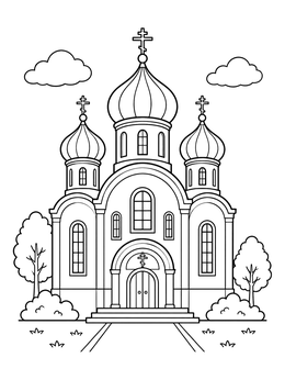 Free printable Historic Orthodox Church Building coloring page