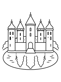 Free printable Mir Castle With Moat Reflection coloring page
